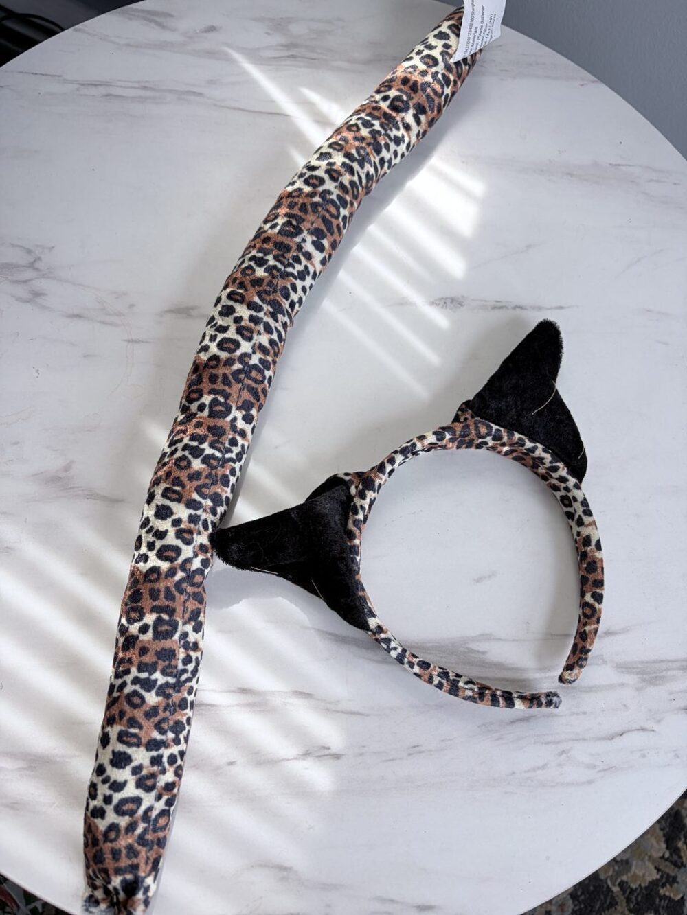 Leopard Print Cat Ears Headband and Tail Costume Set